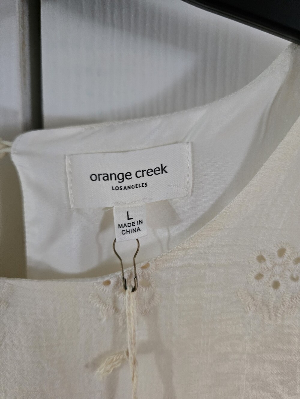Women's Embroidery Romantic Puff Short Sleeve Rayon Cream Midi Dress Size L - Picture 8 of 17